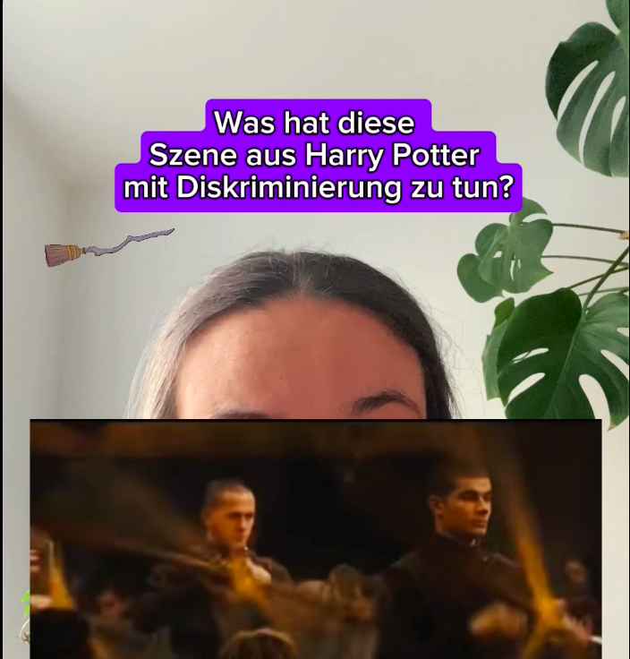 Screenshot von einem Social-Media-Video mit dem Titel: Was hat diese Szene aus Harry Potter mit Diskriminierung zu tun?