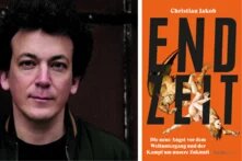 Teaserbild mit einem Porträt des Autors Christian Jacob auf der linken Seite un dem Cover seines Buchs "Endzeit" auf der rechten Seite.