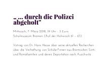 Veranstaltungsflyer für die Veranstaltung "...durch die Polizei abgeholt"