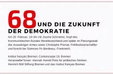 Veranstaltungsflyer für die Veranstaltung 68 und die Zukunft der Demokratie Teil  2