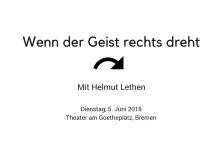 Ankündigungsflyer auf dem steht: "Wenn der Geist rechts dreht", darunter ein Pfeil der nach rechts zeigt und die Daten zur Veranstaltung.
