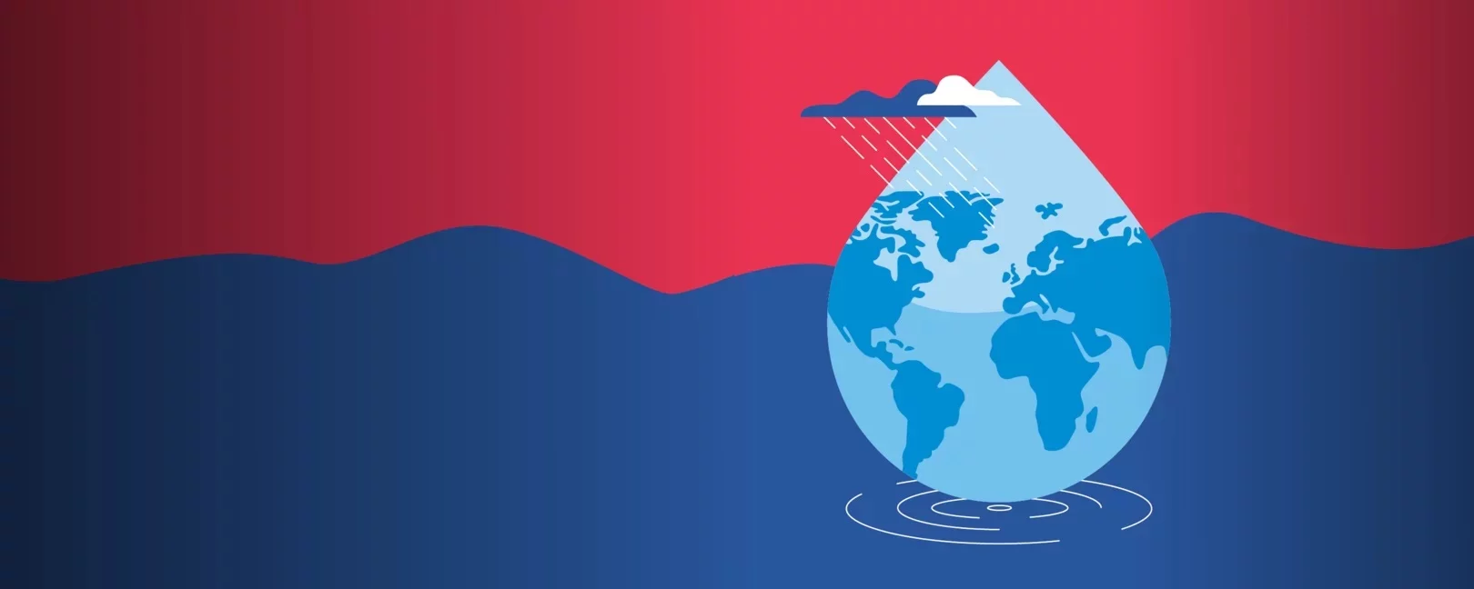 Hintergrundbild mit einem blauen Wellenmuster auf rotem Grund.