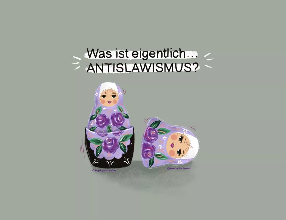Antislawismus Illustration von einer russischen Matroschka (ineinander gestapelte Holzfiguren)